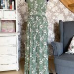 Damenkleid-Groesse-L-Blumenmuster-romantisch-vintage-mint-Sommerkleid