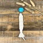 Makramee Schnullerband *naturfarben mit türkisem Clip*