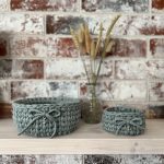 Körbe 2er-Set mit Schleifen in Strickoptik *blaugrau* Gr. XS/S