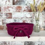 Korb in Strickoptik mit Schleife *pink* Gr. L