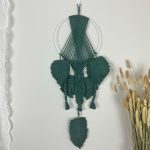 Makramee Traumfänger Ring mit Blättern *dunkelgrün/ Wunschfarbe möglich*