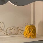 Makramee-Windlicht/Vase *gelb*