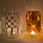 Makramee-Windlicht/ Vase  *gelb*